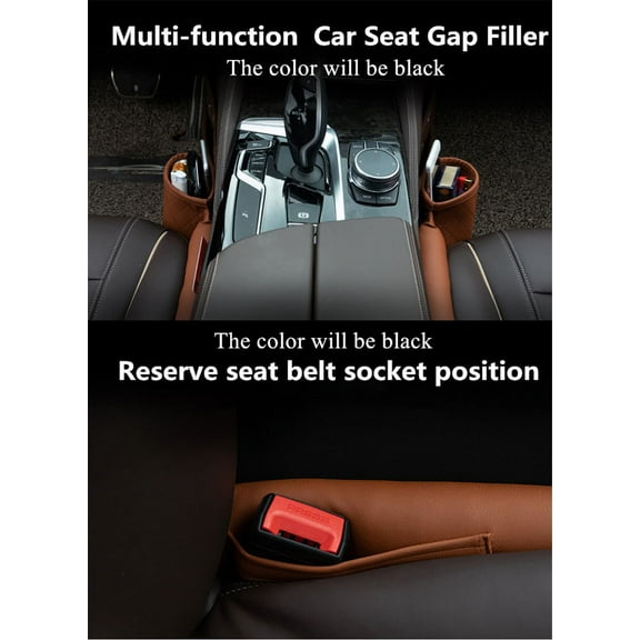 Zyutaosan Leather Car Seat Gap Filler Pockets Multifuntion Auto Seats Leak Stop Pad Soft Padding Phone Cards Cup Bottle Holder Storage Organizers Right Side