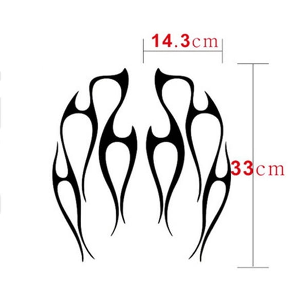 Zyutaosan Motorcycle Flame Sticker For Gas Tank & Fender Decals Vinyl Black