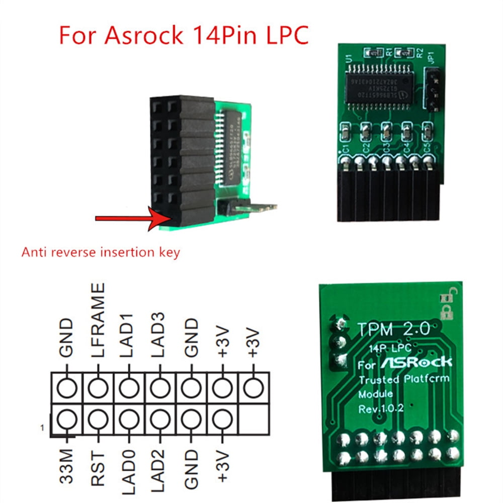 Zyutaosan Tpm 2.0 Security Module Board For Asrock 14 Pin Lpc Motherboard