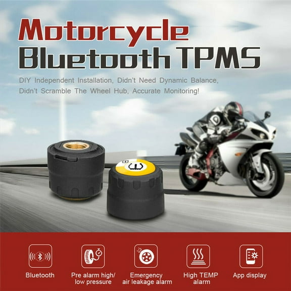 Zyutaosan Tpms Bluetooth 5.0 Tire Pressure Monitor System 2 External Sensor For Motorcycle