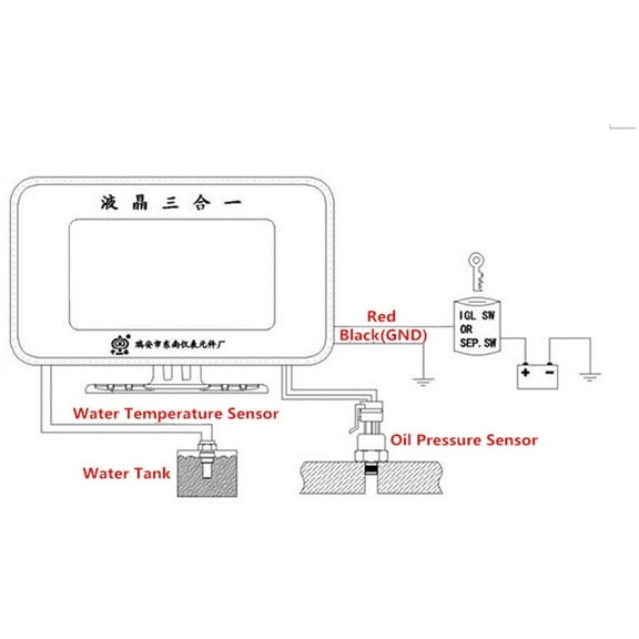 Zyutaosan Universal LCD 3 Function 12v/24v Truck Car Oil Pressure Gauge + Voltmeter Voltage Gauge + Water Temperature Gauge Meter With Sensors