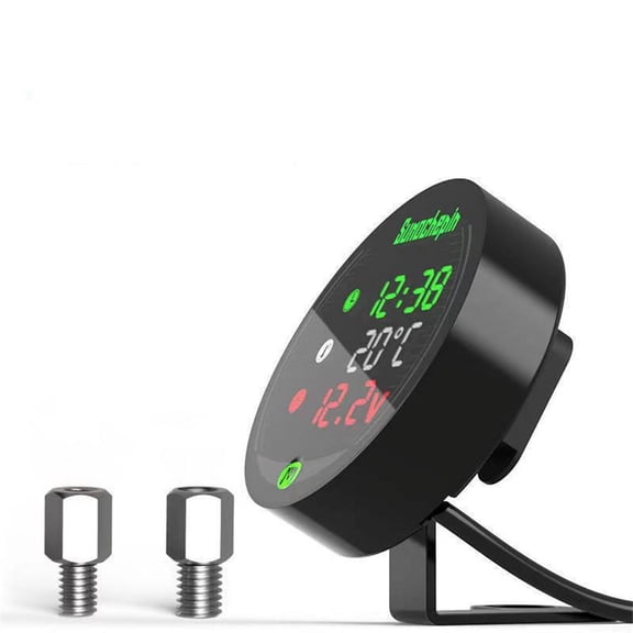 Zyutaosan Waterproof 9-24V 5-In-1 Night Vision Motorcycle Voltmeter Volt Gauge Display Table Led Volt Meter Clock Thermometer Timing Display Usb Charger In Moto