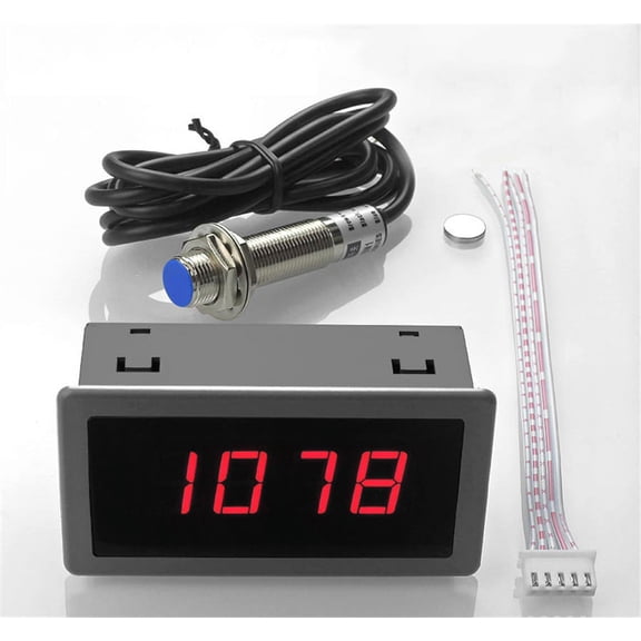 Zyutasoan 4 Digital Led Tachometer Rpm Speed Meter 10-9999Rpm Speedometer +Pusle Signal Npn Hall Proximity Switch Sensor 3 Wires
