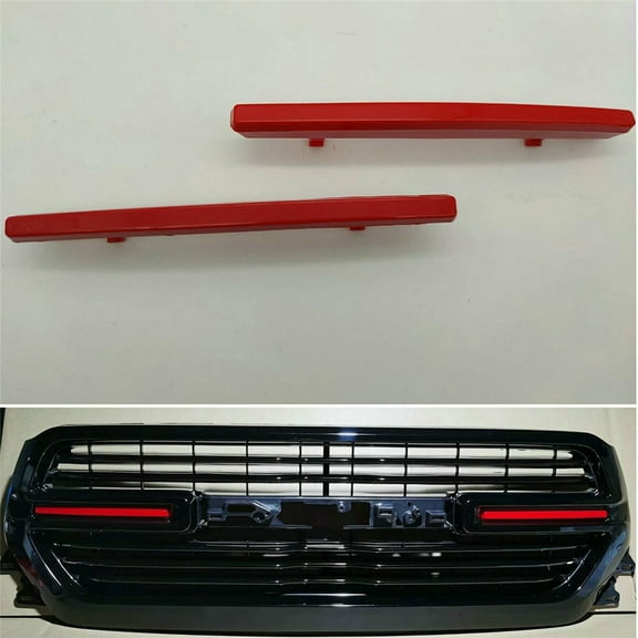 Zyutasoan Pair For Dodge Ram 1500 2019-2021 Red Front Grille Insert Cover Trim Accessories