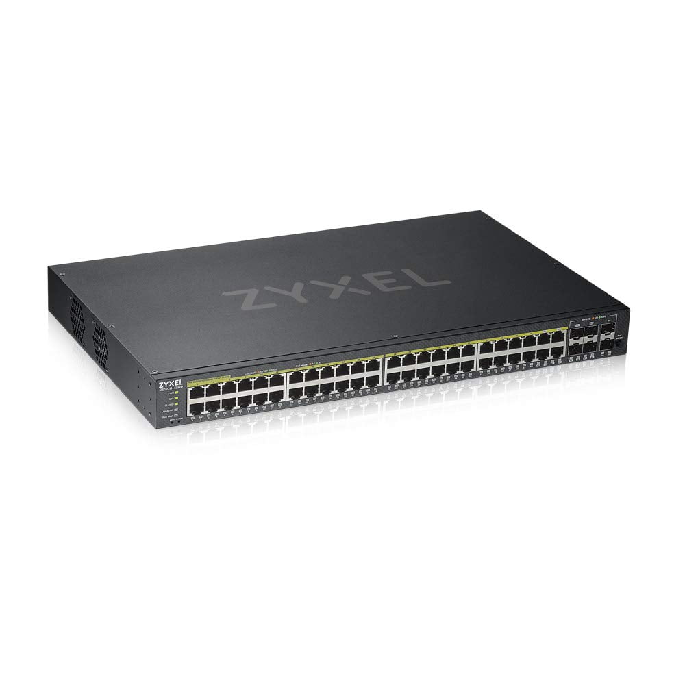 Zyxel 48-Port Gigabit Ethernet High Powered PoE 375W NebulaFlex Smart  Managed Switch | 4X RJ-45/SFP Ports | 802.3at 802.3af | Metal | Limited  Lifetime