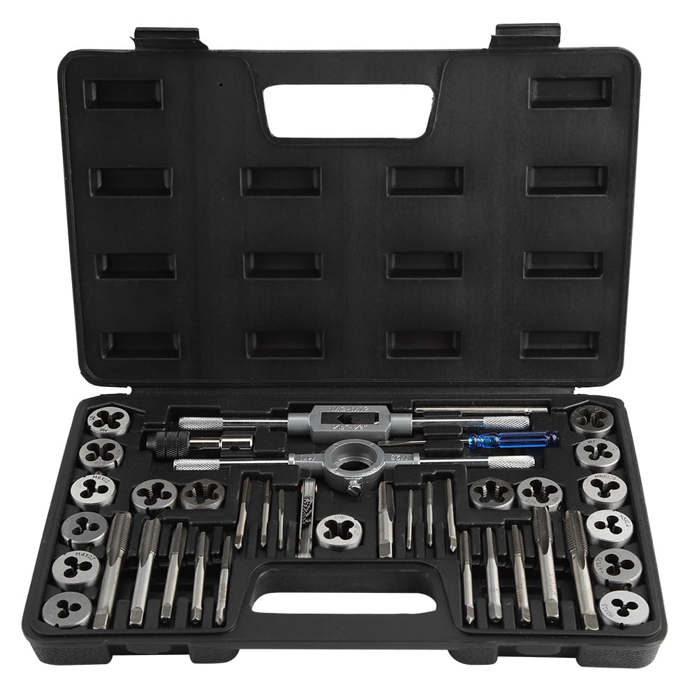 Zyyini Tapping Tool, Tap Wrench,40Pcs M3- Screw Nut Tap and Die Set with Wrenches and Thread Gauge Heavy Duty Hand Tools