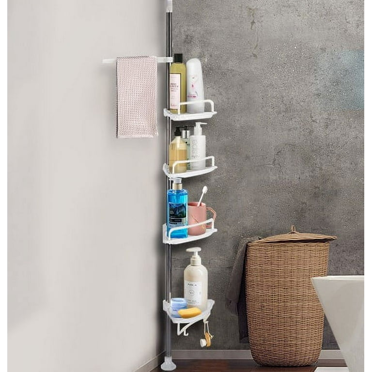 Zyyini Tension Shower Caddy, Rust-Proof Corner Shower Shelf, 304 Stainless  Steel Pole, 4 Tier Bathroom Shelf, Rustproof, Strong and Sturdy, Height  Adjustable 
