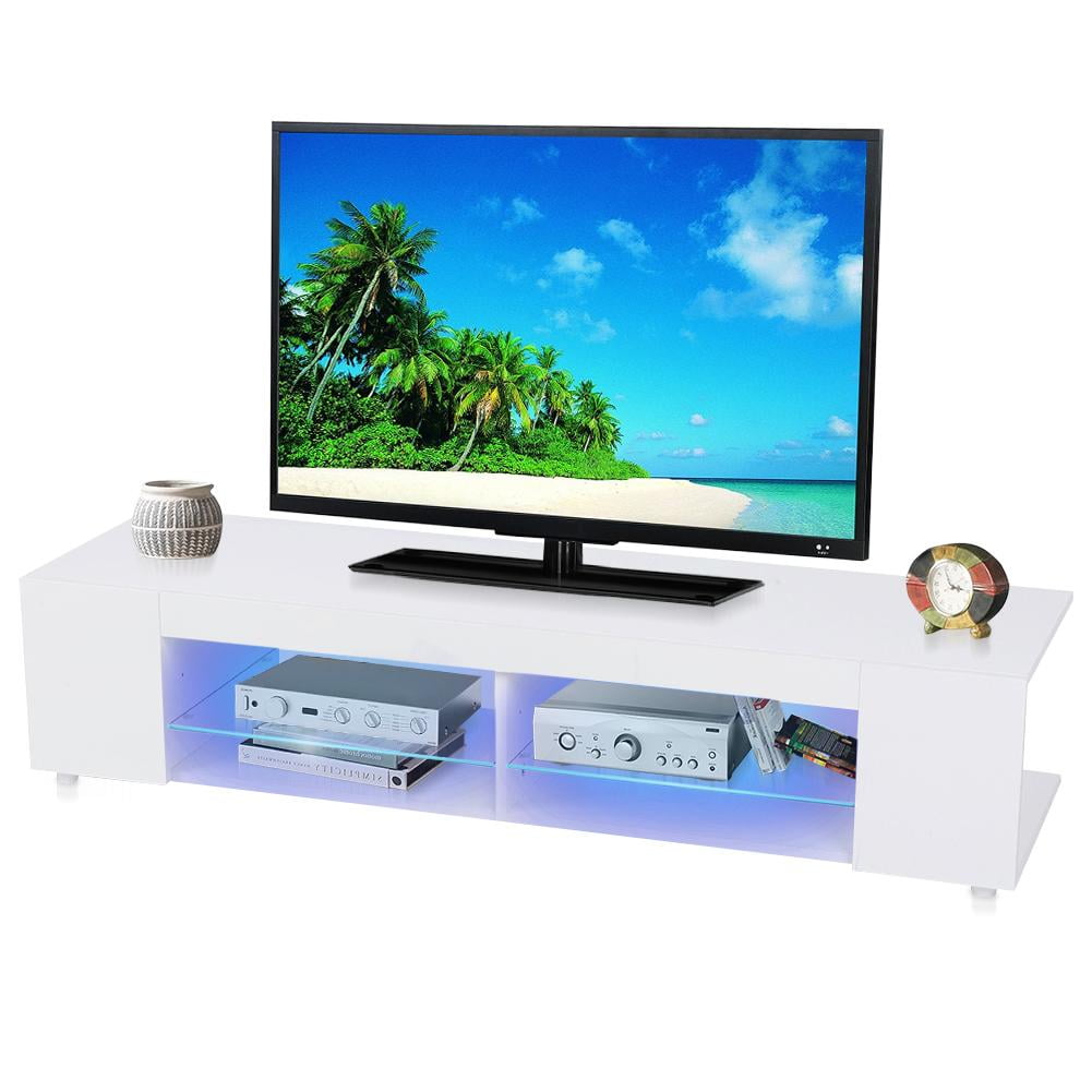Zyyini White TV Stand, Modern LED TV Stand for TVs up to 65inch ,High