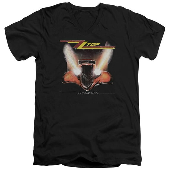 ZZ Top Eliminator Cover S/S Adult V-Neck T-Shirt 30/1 Black