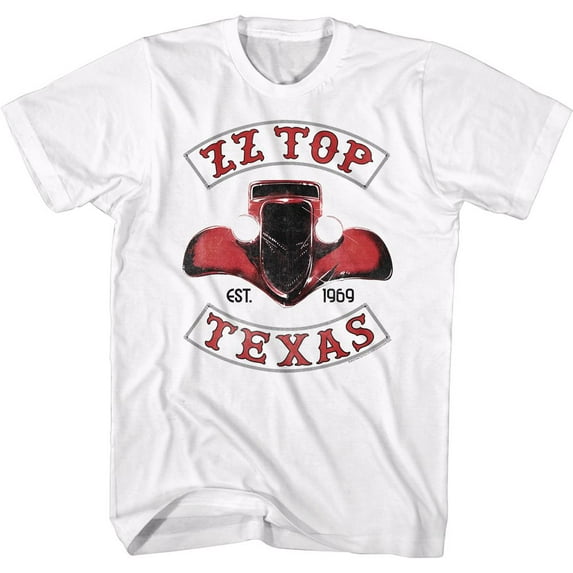 Zz Top ZZTOPTEXAS-Front Print-White Adult Short Sleeves T-Shirt 3XLT