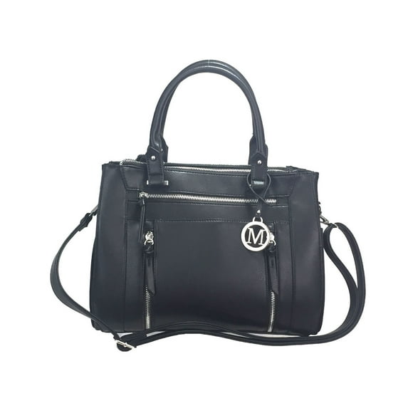 ZzFab Multi Zippers Fashion Locking Faux Leather Bag Black