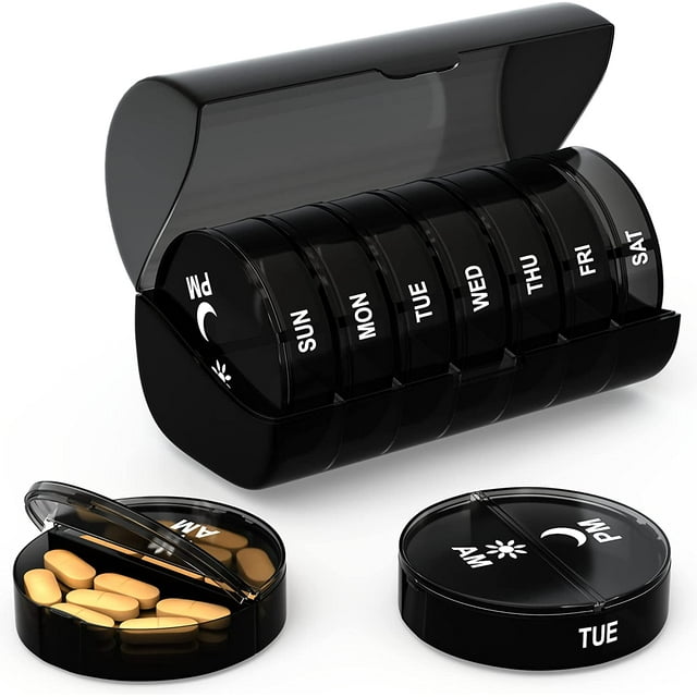 ZzTeck Pill Organizer 2 Times a Day Weekly AM PM Pill Box Case Damp