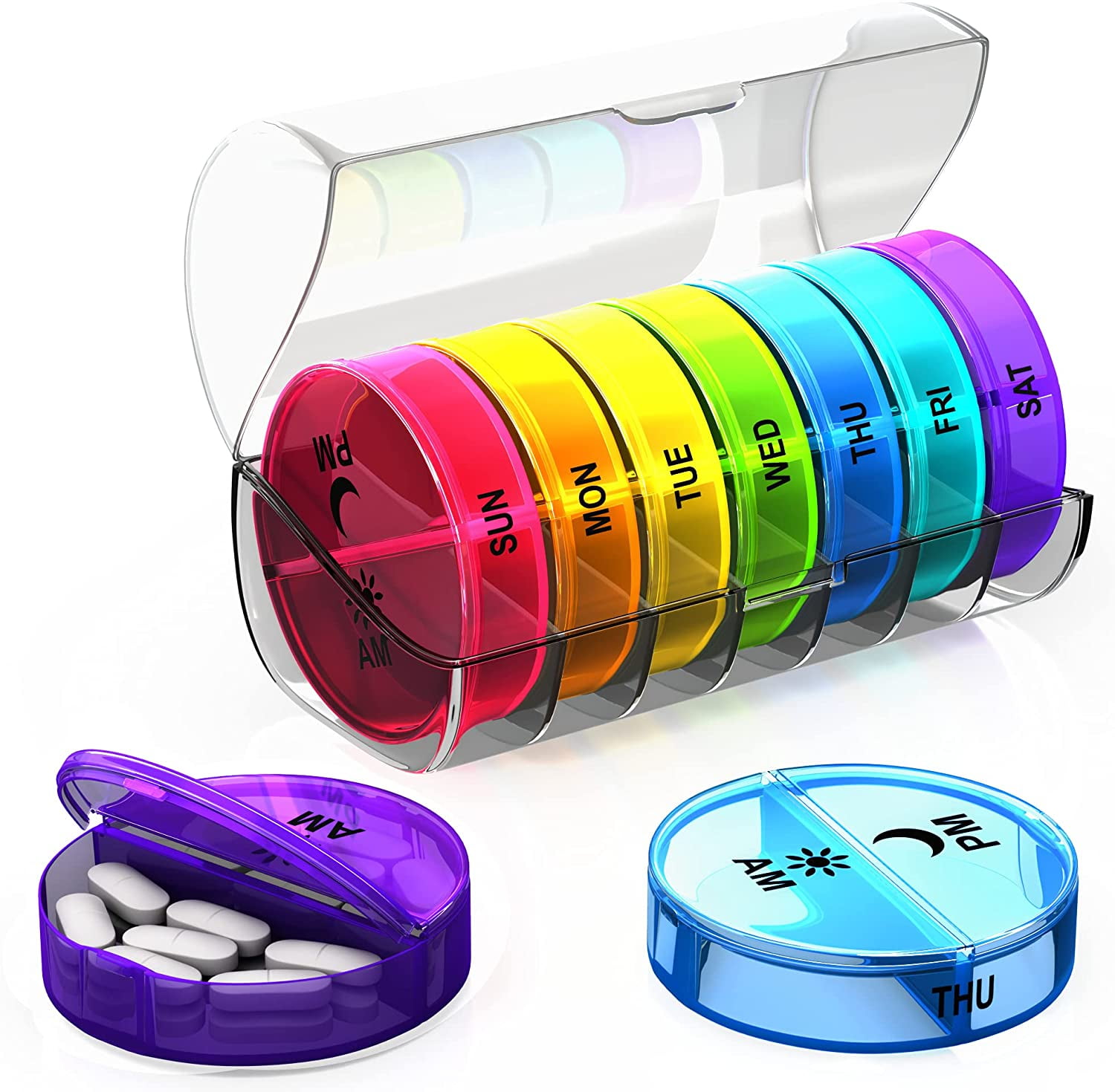 ZzTeck Pill Organizer 2 Times a Day - Weekly AM PM Pill Box Case