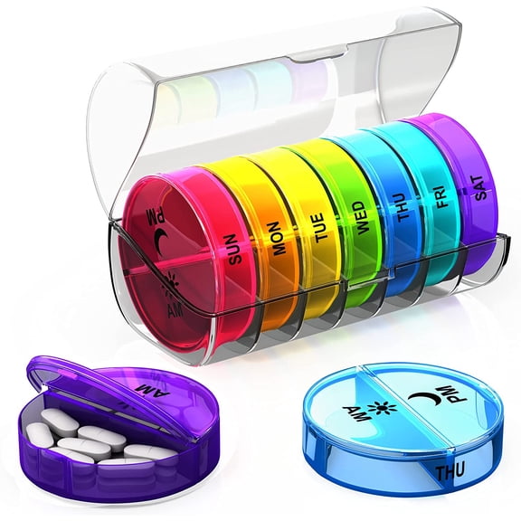 ZzTeck Pill Organizer 2 Times a Day - Weekly AM PM Pill Box Case Damp-Proof Travel Pills Container 7 Day, Daily Medication Fish Oil, Medicine Holder Fits in Purse and Pockets Clear