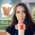 thumbnail image 1 of Zzbeans 100pc Paper Disposable Straws, Thick Unbreakable Biodegradable Drinking Straws, Bulk Eco-Friendly Paper Straws for Parties Drinks Smoothies Juice Cocktails, Orange, 1 of 7