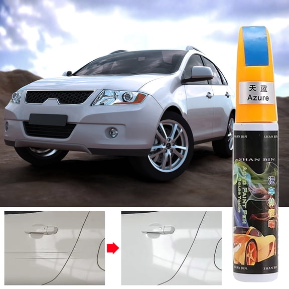 Zzbeans 2-in- Car Scratch Removal Pen, Automotive Paint Repair Pen for Vehicle Scratches, Reusable Touch Up Paint Pen with Brush for Car Body Chip Dent Scratch Repair 12ML, Sky Blue