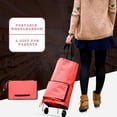 thumbnail image 1 of Zzbeans 2 in Foldable Shopping Cart, Folding Trolley with Hideaway Wheels and Zipper, Portable Grocery Cart for Market Travel Laundry Storage, Red, 1 of 7