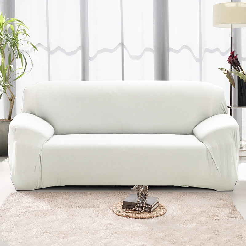 Zzbeans 3-Seater Sofa Slipcover, Stretch Couch Cover Elastic Protector for Furniture, Anti-Slip Sofa Covers for Sectional Recliner Loveseat Chair Pet Protection, White