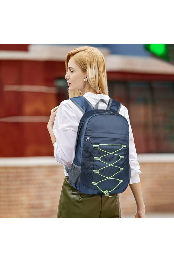 35L Foldable Backpack, Packable Travel Daypack for Hiking Camping Outdoor Sports, Large Lightweight Water Resistant Nylon Backpack for Men Women Gym Work Commute, Blue