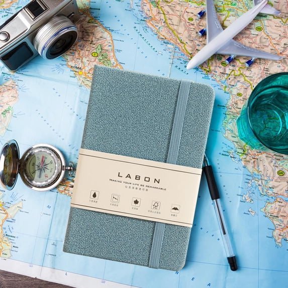 Zzbeans A6 Hardcover Lined Journal Notebook, Classic Leather Bound Ruled Notebook with Pen Loop & Pocket, 160 Page 100GSM No Bleed Writing Diary for Work Travel Gift, Blue
