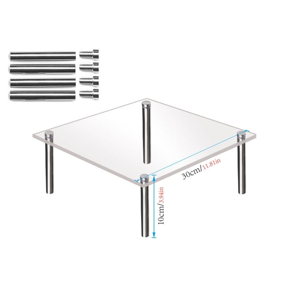 Zzbeans Acrylic Dessert Display Tower, Transparent Cake Stand with Metal Columns, Square Cupcake Rack for Engagement Wedding Birthday Party Table Placement