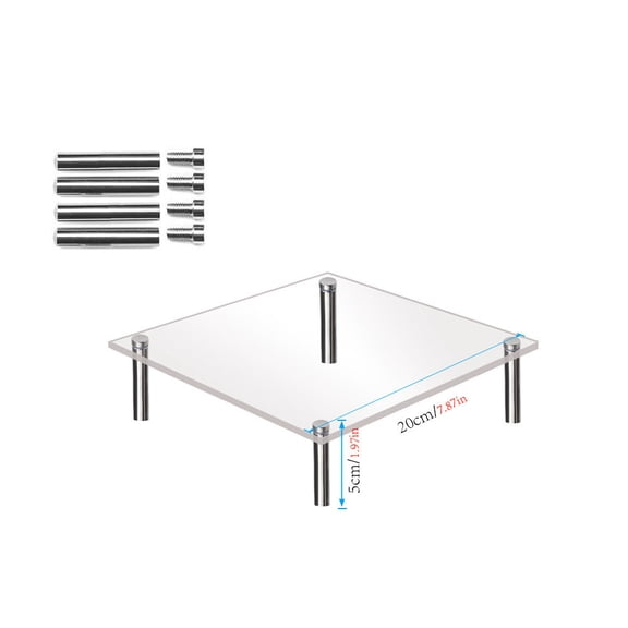 Zzbeans Acrylic Dessert Display Tower, Transparent Cake Stand with Metal Columns, Square Cupcake Rack for Engagement Wedding Birthday Party Table Placement