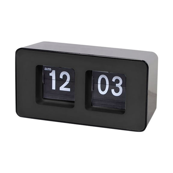 Zzbeans Auto Flip Clock, Modern Desk Wall Digital Clock with Auto-Flip Minutes, Stylish Home Office Decor, Battery Powered Silent Flip Down Display for Living Room Bedroom, Black