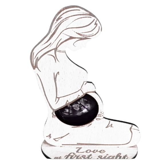 Zzbeans Baby Ultrasound Photo Frame, Engraved Wooden Sonogram Picture Frame Keepsake, Gender Reveal Party Pregnancy Announcement Gift for Moms