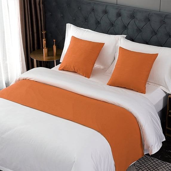 Zzbeans Bed Runner, 19.8x94.4 Inch Modern Bed Scarf Cover, Fine Fiber Soft Decorative Runner for Comforter and Table, Machine Washable, Orange