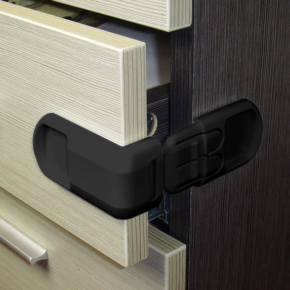 Zzbeans Child Safety Locks, 5PCS Baby Proofing Cabinet Fridge Drawer Lock, Removable Adhesive Pet Proof Latches for Cupboard Toilet Door, Black