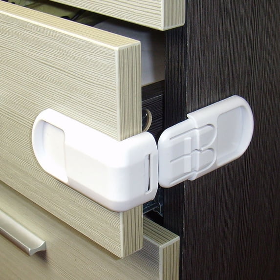 Zzbeans Child Safety Locks, 5PCS Baby Proofing Cabinet Fridge Drawer Lock, Removable Adhesive Pet Proof Latches for Cupboard Toilet Door, White