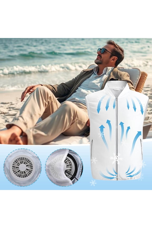 Cooling Jacket with Fan, Outdoor Cooling Jacket for Men and Women, Wearable Fan Jacket UPF Sun Protection for Hiking Camping Fishing, White