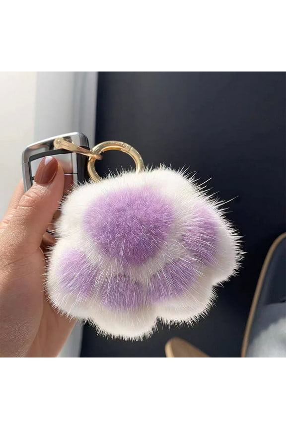 Cute Paw Keychain, Colorful Animal Paw Keychain, Decorative Keychain for Keys Backpack Car Purse, Purple