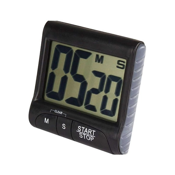 Zzbeans Digital Kitchen Timer, Large LCD Display Cooking Timer with Alarm, Countdown Stopwatch Timer for Classroom Exercise Game, Magnetic Back Restractable Stand Folding Hook Multi-Placement, Black