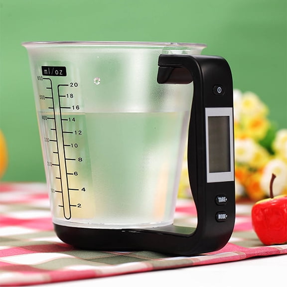 Zzbeans Digital Measuring Cup Scale, LCD Display Electronic Kitchen Scale 500g 0.1g, Multifunctional Gram Scale with Temperature for Flour Sugar Milk Water Oil, Black