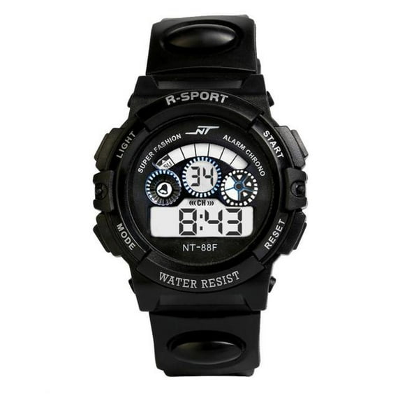 Zzbeans Digital Sports Watch for Men, LED Quartz Alarm Date Wristwatch, Water Resistant Stopwatch Luminous Display Long Battery Life, Black