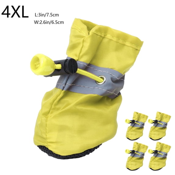 Zzbeans Dog Booties Paw Protector, Waterproof Non Slip Dog Shoes for Small Dogs, Reflective Straps Adjustable Puppy Boots for Winter Summer Walking, Yellow