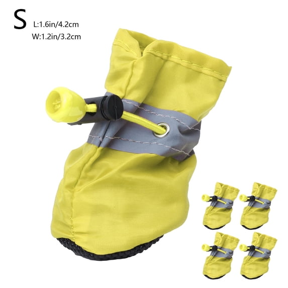 Zzbeans Dog Booties Paw Protector, Waterproof Non Slip Dog Shoes for Small Dogs, Reflective Straps Adjustable Puppy Boots for Winter Summer Walking, Yellow