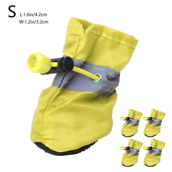 Zzbeans Dog Booties Paw Protector, Waterproof Non Slip Dog Shoes for Small Dogs, Reflective Straps Adjustable Puppy Boots for Winter Summer Walking, Yellow