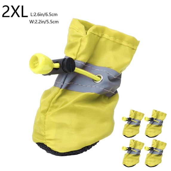 Zzbeans Dog Booties Paw Protector, Waterproof Non Slip Dog Shoes for Small Dogs, Reflective Straps Adjustable Puppy Boots for Winter Summer Walking, Yellow