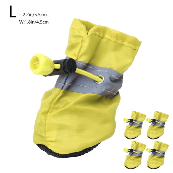 Zzbeans Dog Booties Paw Protector, Waterproof Non Slip Dog Shoes for Small Dogs, Reflective Straps Adjustable Puppy Boots for Winter Summer Walking, Yellow