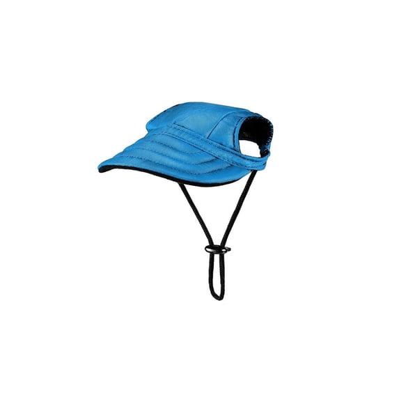 Zzbeans Dog Sun Hat, Outdoor Sun Protection Hood for Dogs, Adjustable Dog Baseball Cap with Ear Holes for Walking Hiking Travel, Blue