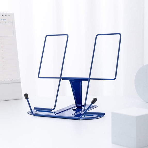 Zzbeans Foldable Metal Book Stand, Portable Reading Stand with Adjustable Angles, Durable Iron Book Holder for Books Tablets Sheet Music, Hands-Free Desktop Stand for Reading Writing Online Classes,