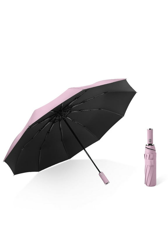 Fully Automatic Reverse Folding Umbrella, Auto Open Close Windproof Sun Protection Umbrella, Compact Travel UV Blocking Rain Umbrella for Women Men Outdoor, Pink