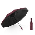 thumbnail image 1 of Zzbeans Fully Automatic Reverse Folding Umbrella, Auto Open Close Windproof Sun Protection Umbrella, Compact Travel UV Blocking Rain Umbrella for Women Men Outdoor, Wine, 1 of 7