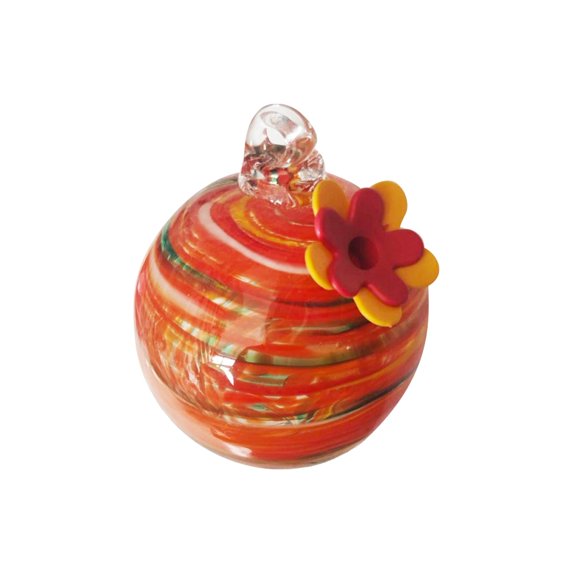 Zzbeans Glass Hummingbird Feeder, Ant-Proof Port Bird Feeder for Outdoors, Hand-Painted Window Hanging Garden Decor Courtyard Patio Gift