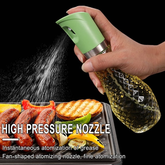 Zzbeans Glass Oil Sprayer for Cooking, 260ml Olive Oil Spray Bottle Kitchen Gadgets, Food Grade Oil Mister for Frying Pan BBQ Calorie Control, Green