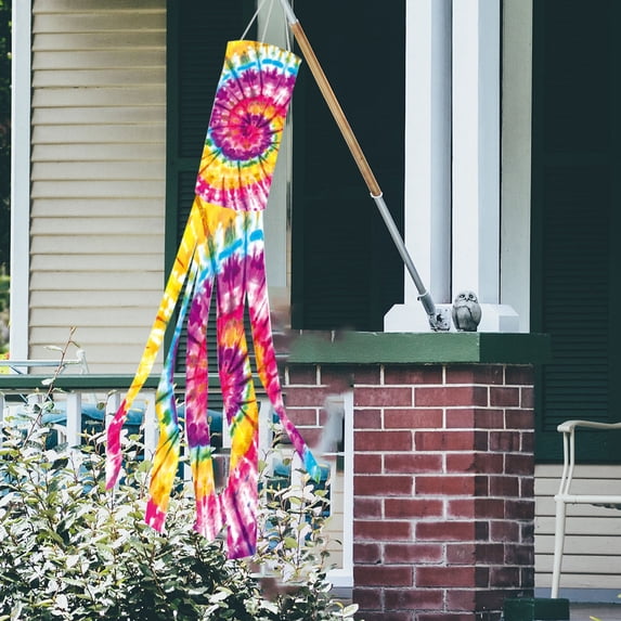 Zzbeans Hair Dryer Windsock, Outdoor Garden Decoration Flag with Rotating Clip, Tie-Dye Batik Windsock for Deck Patio Festival Party Gift