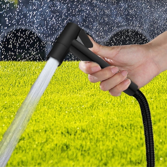 Zzbeans Handheld Bidet Sprayer with 5FT Hose, Toilet Bidet Sprayer for Feminine and Baby Wash, Multifunctional Hand Held Bidet for Intimate Care Bathroom Yard and Car Cleaning, Black