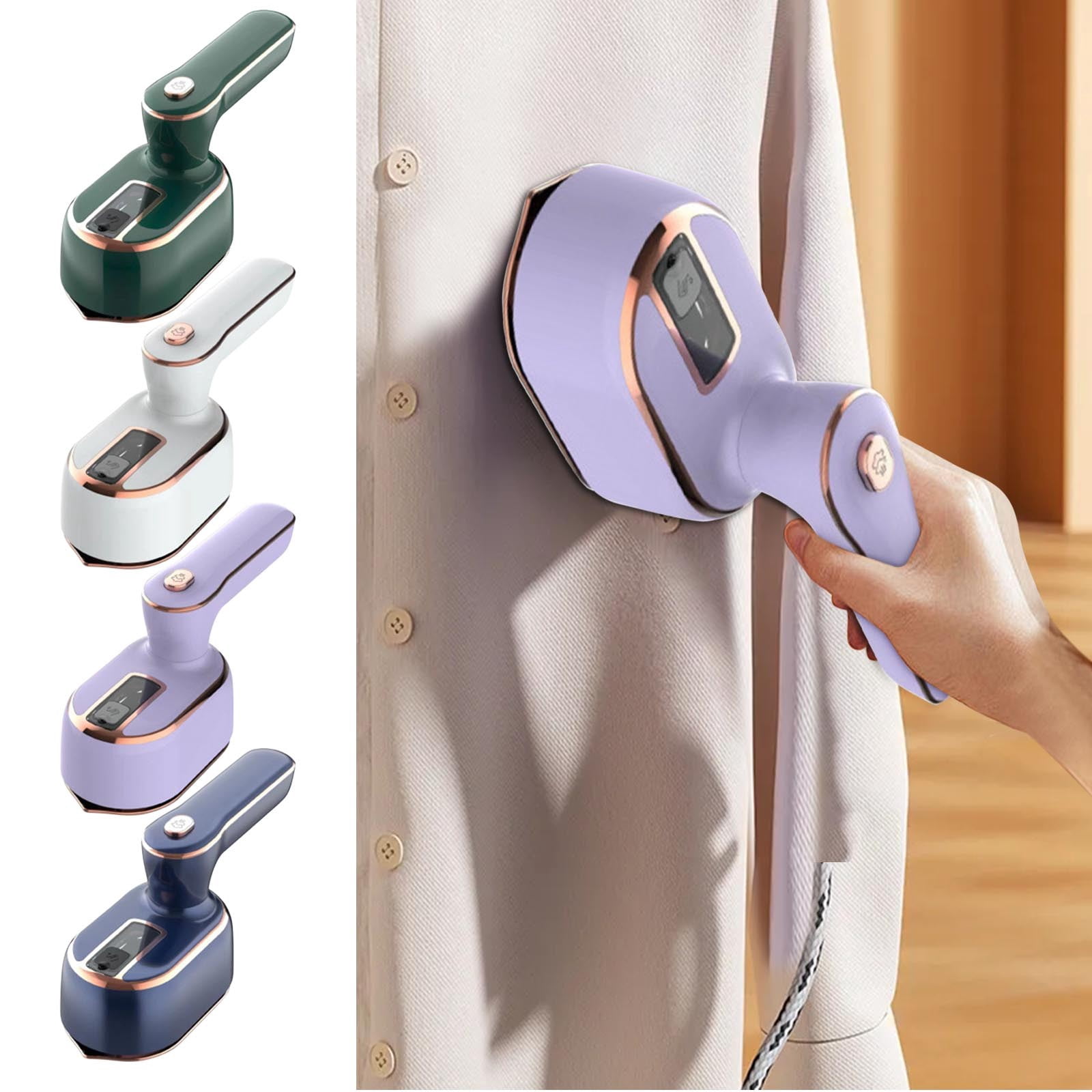 Zzbeans Handheld Steam Iron, 2-in- Garment Steamer and Clothes Iron with 1000W Fast Heat, Compact Travel Steamer for Wrinkle Removal on All Fabrics, Portable Iron for Shirts Dresses Suits Home